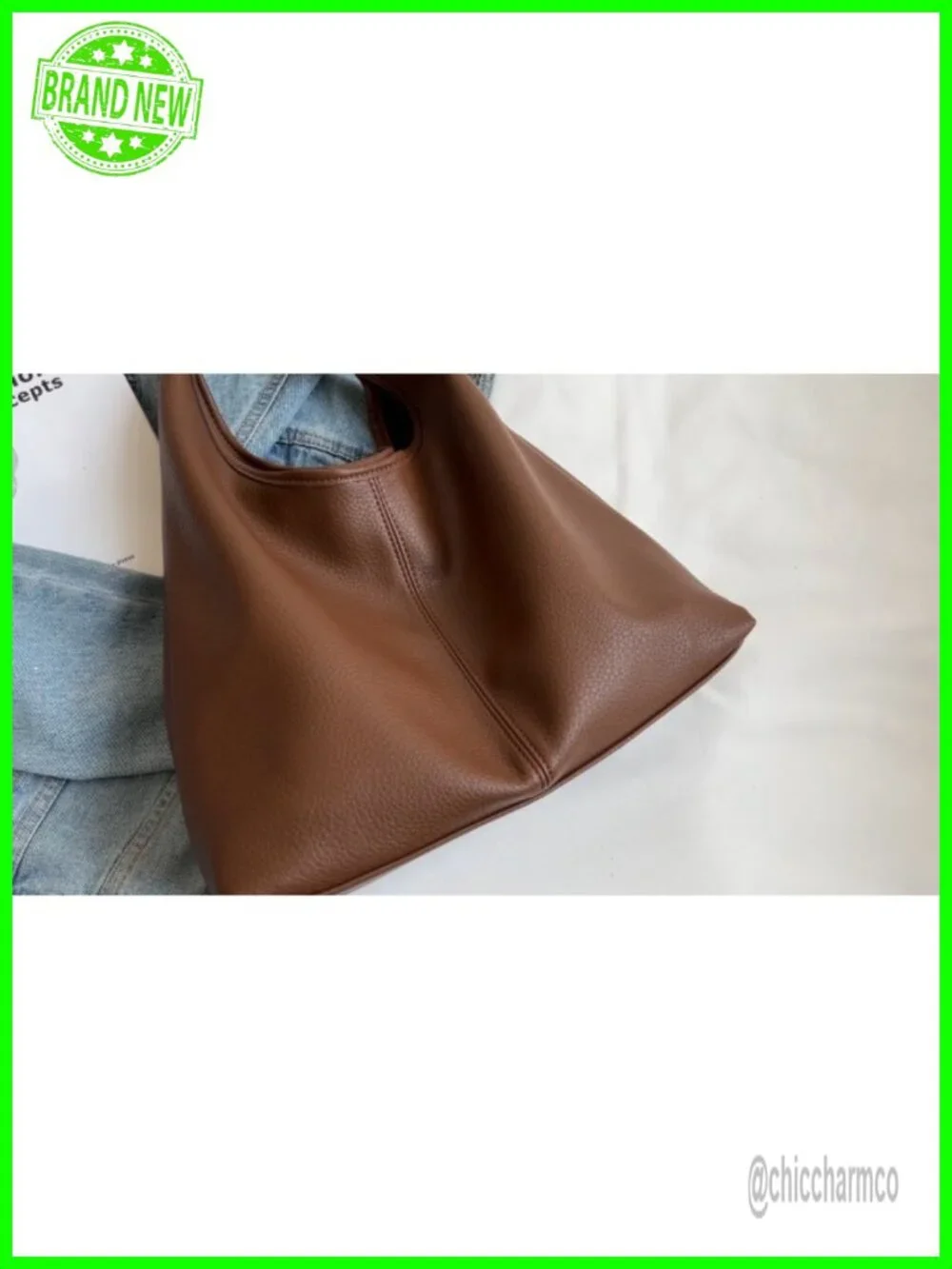 Slouchy Hobo Bag Soft PU Leather Tote 2pc Set Shoulder Purse Work Handbag